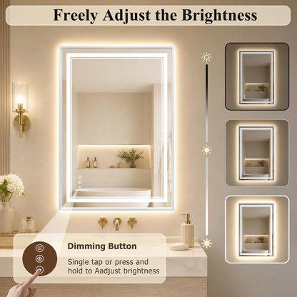 30"x48" LED Bathroom Mirror with Lights, Backlit + Front Lit, Anti-Fog