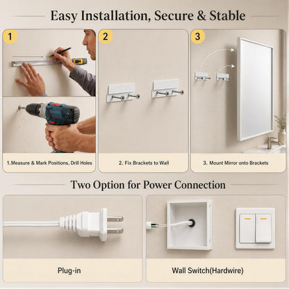 30"x48" LED Bathroom Mirror with Lights, Backlit + Front Lit, Anti-Fog