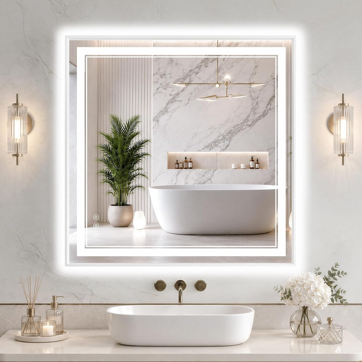 30"x48" LED Bathroom Mirror with Lights, Backlit + Front Lit, Anti-Fog