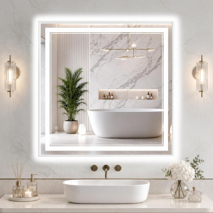 30"x48" LED Bathroom Mirror with Lights, Backlit + Front Lit, Anti-Fog
