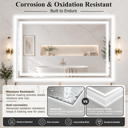 30"x48" LED Bathroom Mirror with Lights, Backlit + Front Lit, Anti-Fog