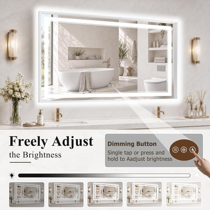 30"x48" LED Bathroom Mirror with Lights, Backlit + Front Lit, Anti-Fog
