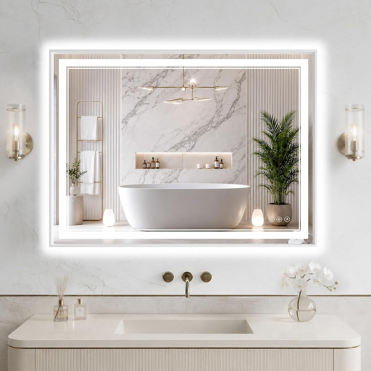 30"x48" LED Bathroom Mirror with Lights, Backlit + Front Lit, Anti-Fog