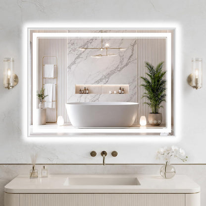 30"x48" LED Bathroom Mirror with Lights, Backlit + Front Lit, Anti-Fog