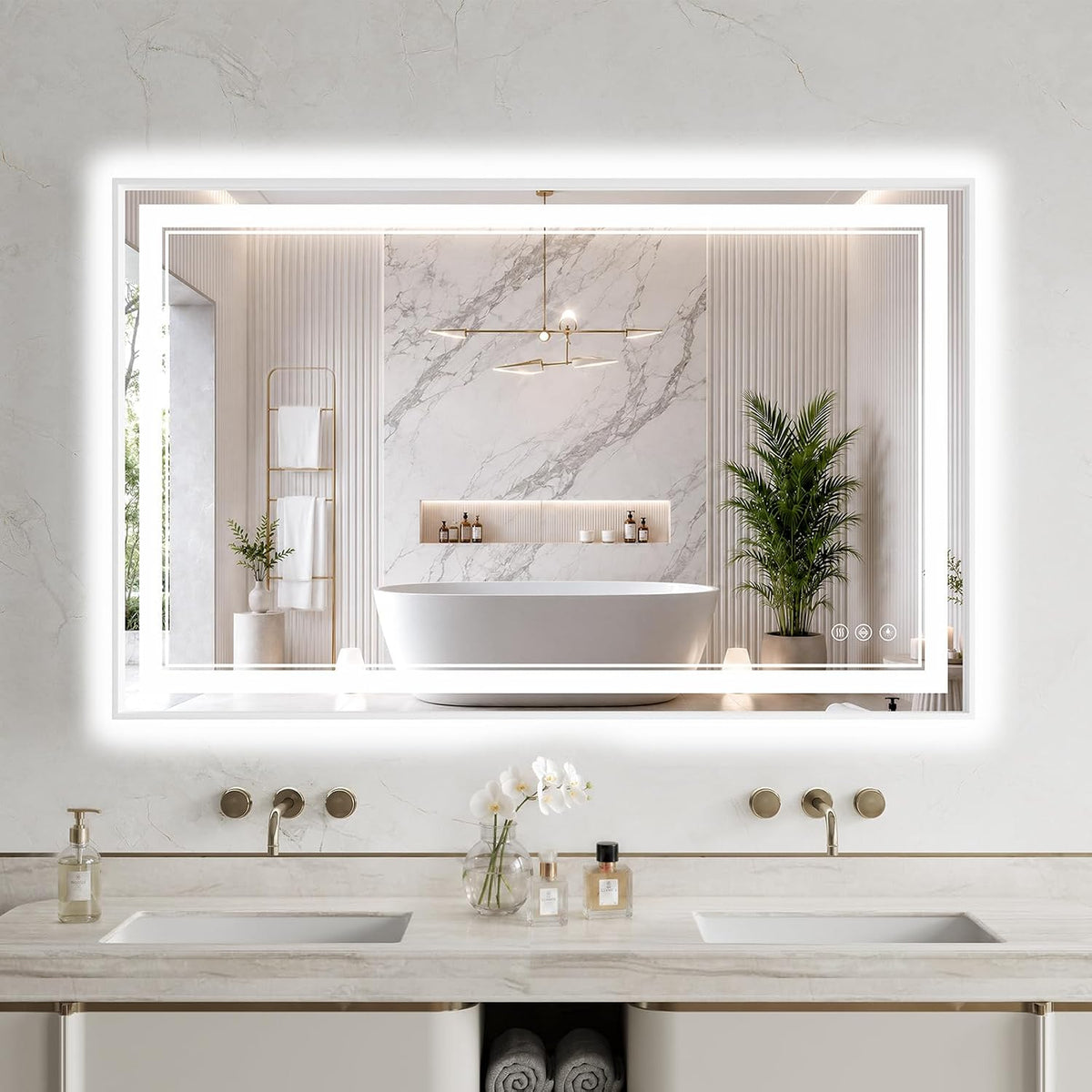 30"x48" LED Bathroom Mirror with Lights, Backlit + Front Lit, Anti-Fog