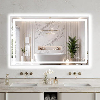 30"x48" LED Bathroom Mirror with Lights, Backlit + Front Lit, Anti-Fog