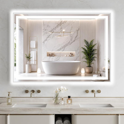 30"x48" LED Bathroom Mirror with Lights, Backlit + Front Lit, Anti-Fog