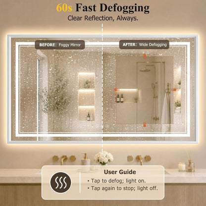 30"x48" LED Bathroom Mirror with Lights, Backlit + Front Lit, Anti-Fog