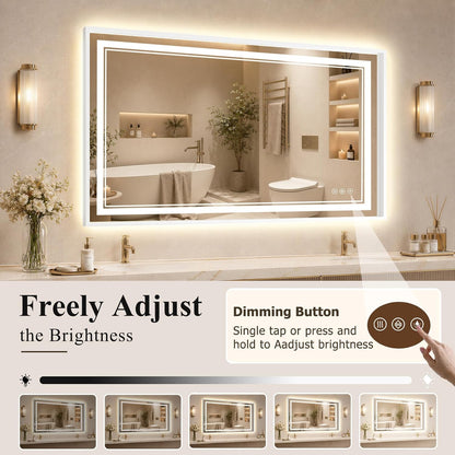 30"x48" LED Bathroom Mirror with Lights, Backlit + Front Lit, Anti-Fog