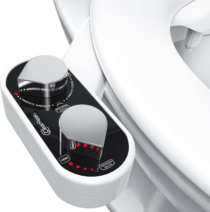 Bidet Attachment for Toilet Seat - Non-Electric with Self Cleaning Dual Nozzles, Leak Proof Connectors, Adjustable Water Spray, Rear & Feminine Wash - Hygienic Bathroom Upgrades