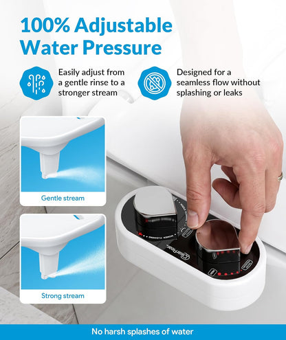 Bidet Attachment for Toilet Seat - Non-Electric with Self Cleaning Dual Nozzles, Leak Proof Connectors, Adjustable Water Spray, Rear & Feminine Wash - Hygienic Bathroom Upgrades