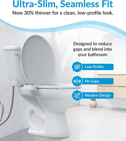 Bidet Attachment for Toilet Seat - Non-Electric with Self Cleaning Dual Nozzles, Leak Proof Connectors, Adjustable Water Spray, Rear & Feminine Wash - Hygienic Bathroom Upgrades