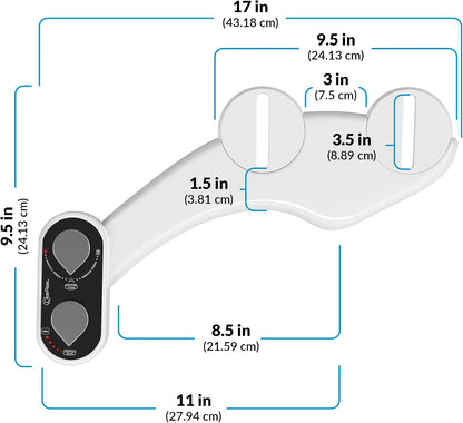 Bidet Attachment for Toilet Seat - Non-Electric with Self Cleaning Dual Nozzles, Leak Proof Connectors, Adjustable Water Spray, Rear & Feminine Wash - Hygienic Bathroom Upgrades