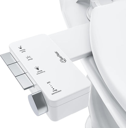 Bidet Attachment for Toilet Seat - Non-Electric with Self Cleaning Dual Nozzles, Leak Proof Connectors, Adjustable Water Spray, Rear & Feminine Wash - Hygienic Bathroom Upgrades
