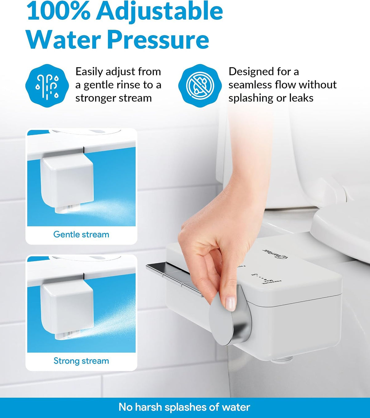 Bidet Attachment for Toilet Seat - Non-Electric with Self Cleaning Dual Nozzles, Leak Proof Connectors, Adjustable Water Spray, Rear & Feminine Wash - Hygienic Bathroom Upgrades