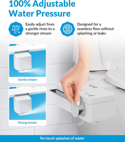 Bidet Attachment for Toilet Seat - Non-Electric with Self Cleaning Dual Nozzles, Leak Proof Connectors, Adjustable Water Spray, Rear & Feminine Wash - Hygienic Bathroom Upgrades