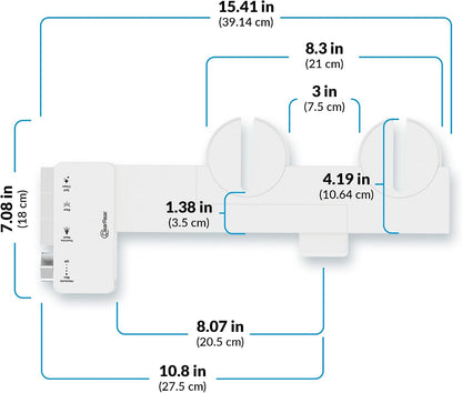 Bidet Attachment for Toilet Seat - Non-Electric with Self Cleaning Dual Nozzles, Leak Proof Connectors, Adjustable Water Spray, Rear & Feminine Wash - Hygienic Bathroom Upgrades
