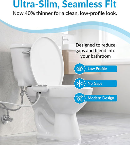Bidet Attachment for Toilet Seat - Non-Electric with Self Cleaning Dual Nozzles, Leak Proof Connectors, Adjustable Water Spray, Rear & Feminine Wash - Hygienic Bathroom Upgrades