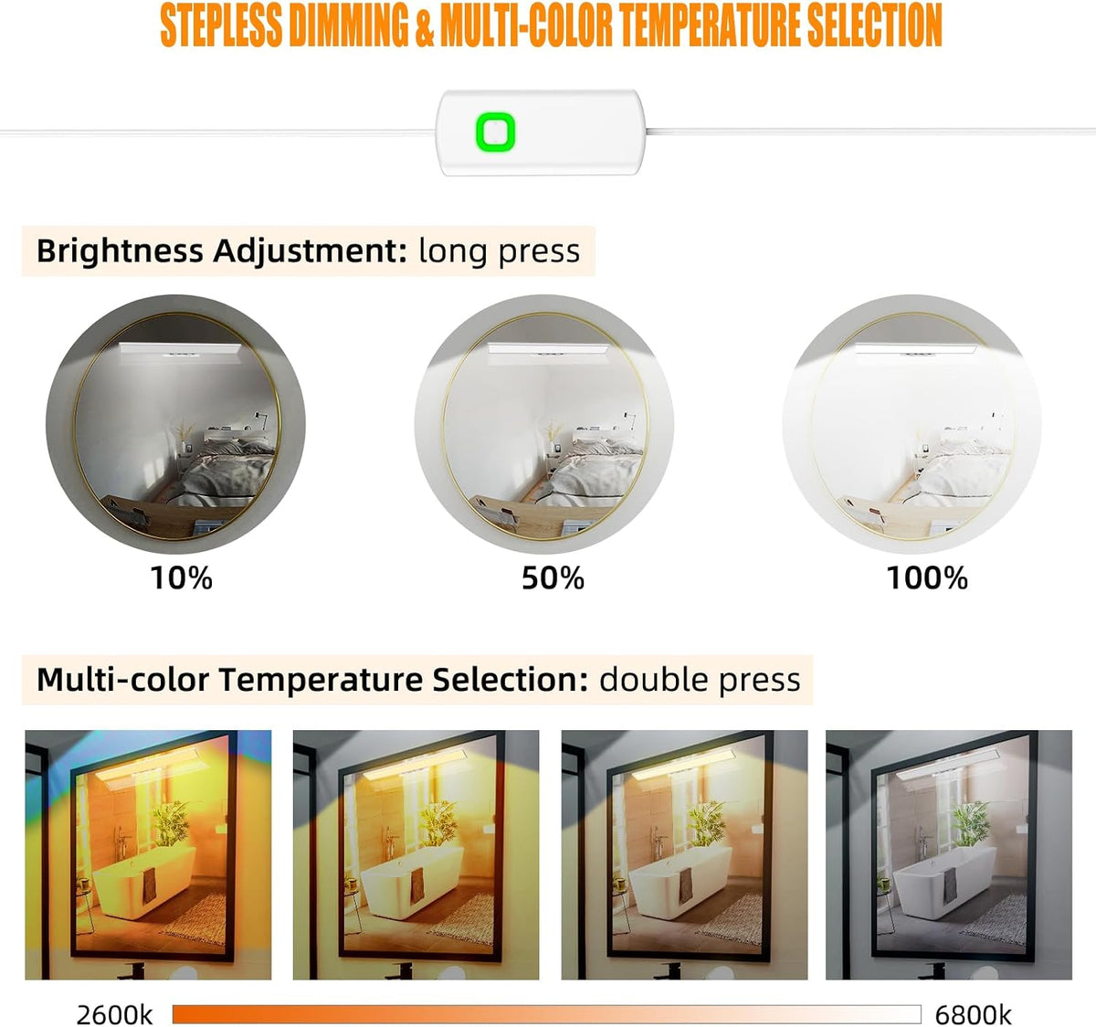 Led Vanity Light Bar for Mirror with Adjustable Angle for Makeup