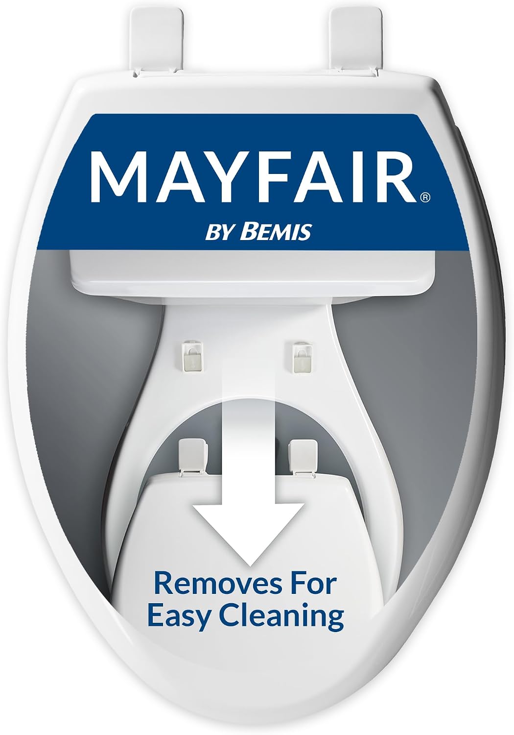 Aurora Slow Close Toilet Seat, Easy Clean Hinges and Adjustable Perfect Fit Plastic Seat, Made in USA, Elongated, White
