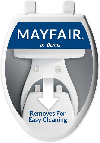 Aurora Slow Close Toilet Seat, Easy Clean Hinges and Adjustable Perfect Fit Plastic Seat, Made in USA, Elongated, White