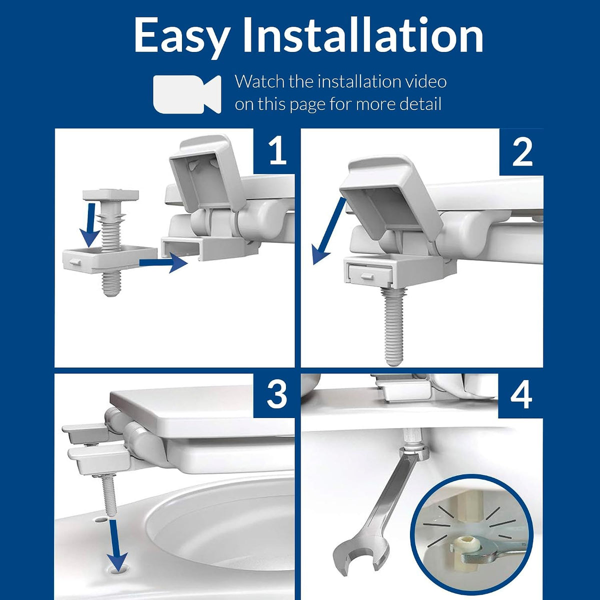 Aurora Slow Close Toilet Seat, Easy Clean Hinges and Adjustable Perfect Fit Plastic Seat, Made in USA, Elongated, White