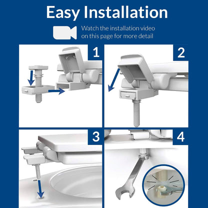 Aurora Slow Close Toilet Seat, Easy Clean Hinges and Adjustable Perfect Fit Plastic Seat, Made in USA, Elongated, White
