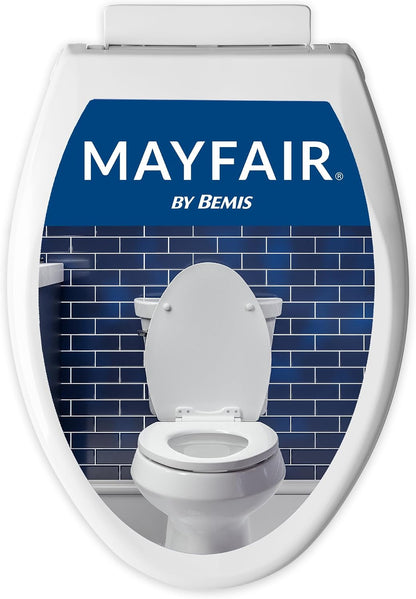 Aurora Slow Close Toilet Seat, Easy Clean Hinges and Adjustable Perfect Fit Plastic Seat, Made in USA, Elongated, White