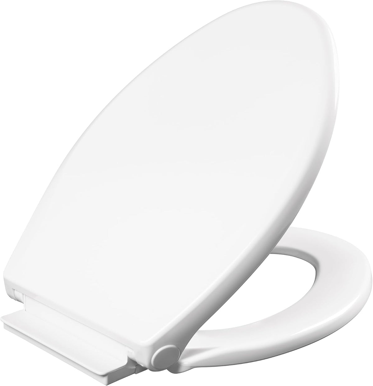 Aurora Slow Close Toilet Seat, Easy Clean Hinges and Adjustable Perfect Fit Plastic Seat, Made in USA, Elongated, White