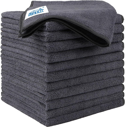 Microfiber Cleaning Cloth, 12.5 x 12.5 inch Microfiber Towels for Cars, Ultra Absorbent Washing Cloth, Lint Free Streak Free Cleaning Rags for Car, Kitchen, and Window (Grey)