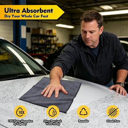 Microfiber Cleaning Cloth, 12.5 x 12.5 inch Microfiber Towels for Cars, Ultra Absorbent Washing Cloth, Lint Free Streak Free Cleaning Rags for Car, Kitchen, and Window (Grey)