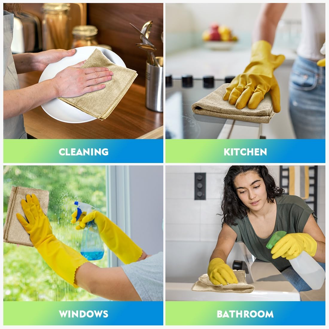 Microfiber Cleaning Cloth, 12.5 x 12.5 inch Microfiber Towels for Cars, Ultra Absorbent Washing Cloth, Lint Free Streak Free Cleaning Rags for Car, Kitchen, and Window (Grey)