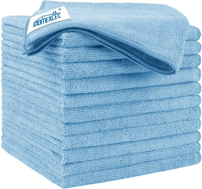 Microfiber Cleaning Cloth, 12.5 x 12.5 inch Microfiber Towels for Cars, Ultra Absorbent Washing Cloth, Lint Free Streak Free Cleaning Rags for Car, Kitchen, and Window (Grey)