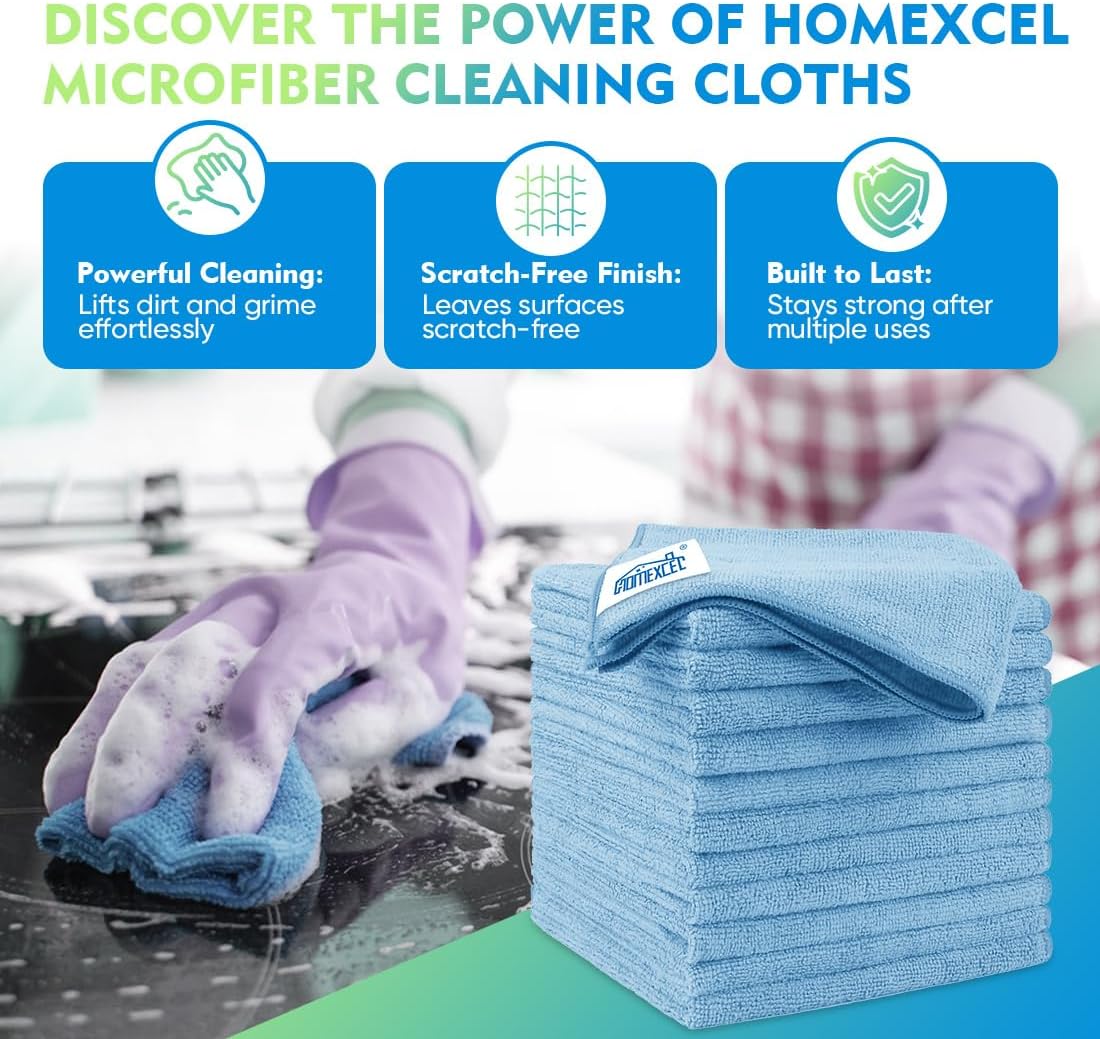 Microfiber Cleaning Cloth, 12.5 x 12.5 inch Microfiber Towels for Cars, Ultra Absorbent Washing Cloth, Lint Free Streak Free Cleaning Rags for Car, Kitchen, and Window (Grey)