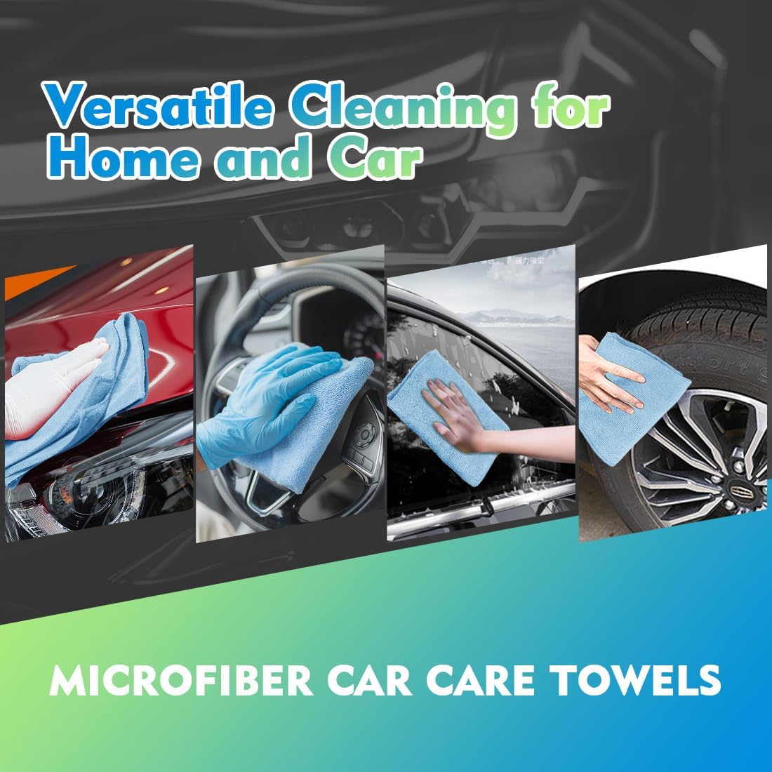 Microfiber Cleaning Cloth, 12.5 x 12.5 inch Microfiber Towels for Cars, Ultra Absorbent Washing Cloth, Lint Free Streak Free Cleaning Rags for Car, Kitchen, and Window (Grey)
