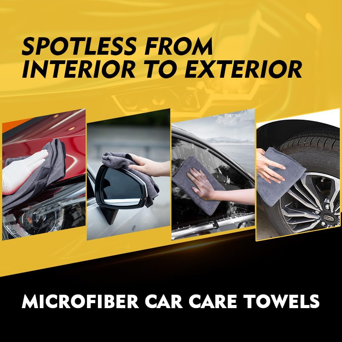 Microfiber Cleaning Cloth, 12.5 x 12.5 inch Microfiber Towels for Cars, Ultra Absorbent Washing Cloth, Lint Free Streak Free Cleaning Rags for Car, Kitchen, and Window (Grey)