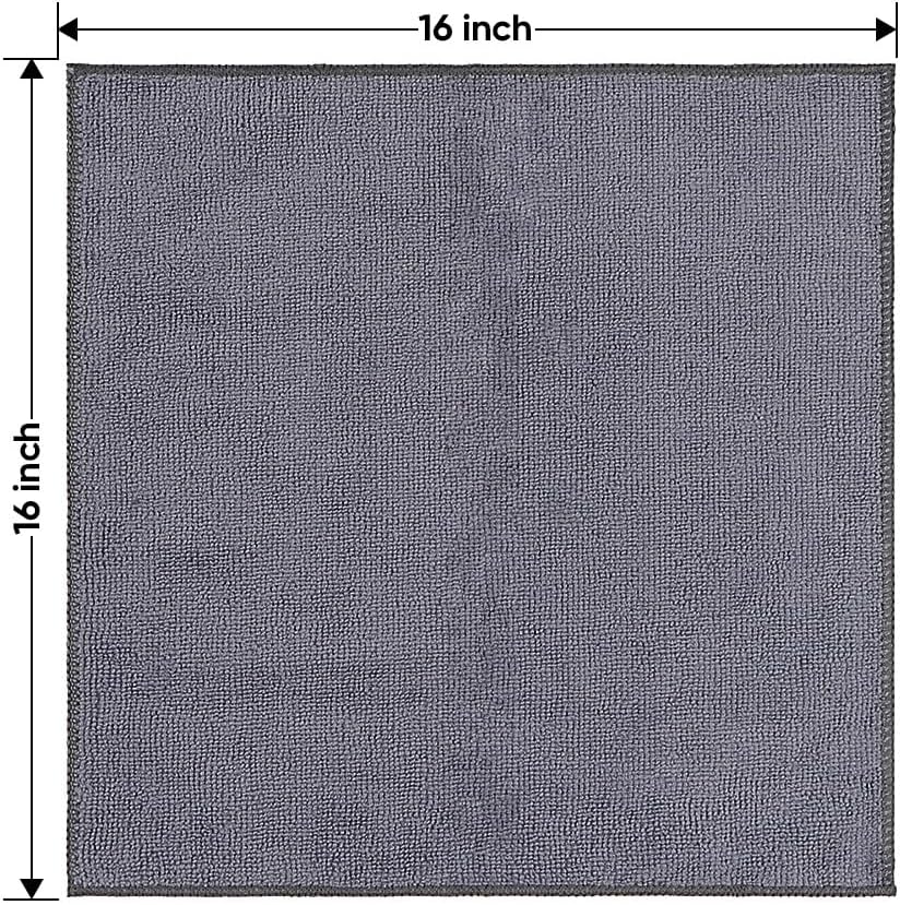Microfiber Cleaning Cloth, 12.5 x 12.5 inch Microfiber Towels for Cars, Ultra Absorbent Washing Cloth, Lint Free Streak Free Cleaning Rags for Car, Kitchen, and Window (Grey)