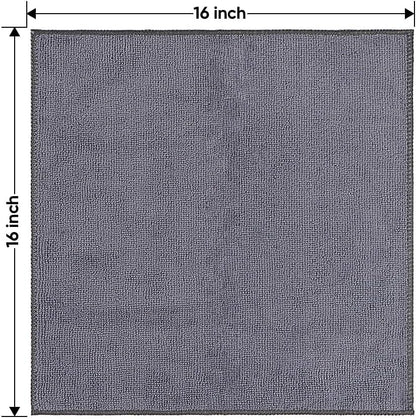 Microfiber Cleaning Cloth, 12.5 x 12.5 inch Microfiber Towels for Cars, Ultra Absorbent Washing Cloth, Lint Free Streak Free Cleaning Rags for Car, Kitchen, and Window (Grey)