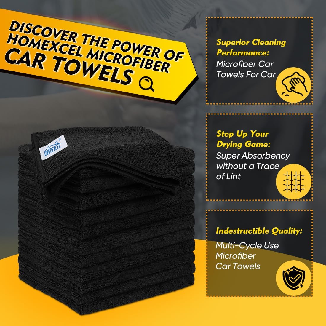 Microfiber Cleaning Cloth, 12.5 x 12.5 inch Microfiber Towels for Cars, Ultra Absorbent Washing Cloth, Lint Free Streak Free Cleaning Rags for Car, Kitchen, and Window (Grey)