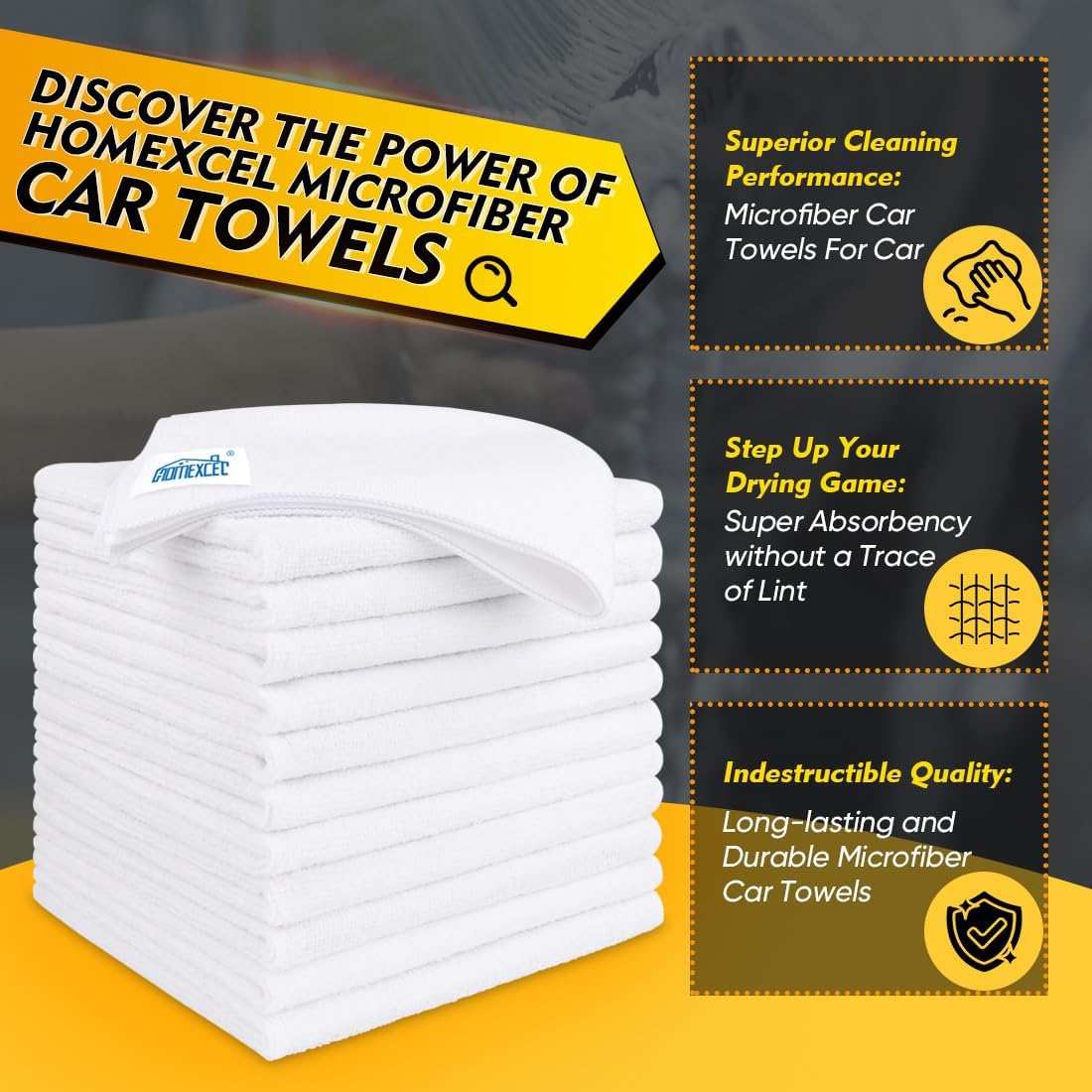 Microfiber Cleaning Cloth, 12.5 x 12.5 inch Microfiber Towels for Cars, Ultra Absorbent Washing Cloth, Lint Free Streak Free Cleaning Rags for Car, Kitchen, and Window (Grey)