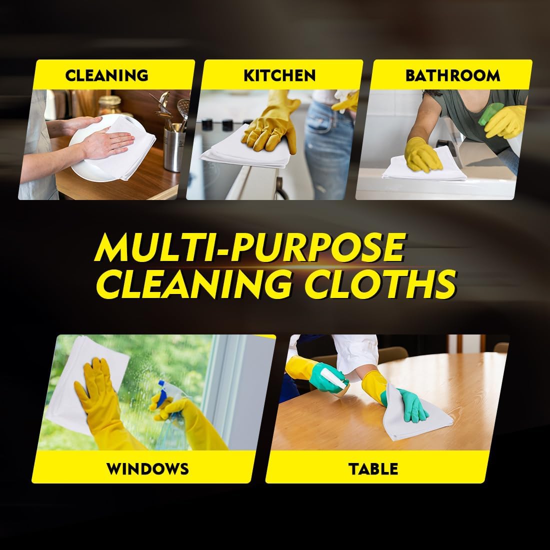 Microfiber Cleaning Cloth, 12.5 x 12.5 inch Microfiber Towels for Cars, Ultra Absorbent Washing Cloth, Lint Free Streak Free Cleaning Rags for Car, Kitchen, and Window (Grey)