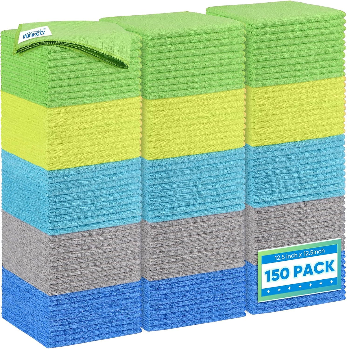 Microfiber Cleaning Cloth, 12.5 x 12.5 inch Microfiber Towels for Cars, Ultra Absorbent Washing Cloth, Lint Free Streak Free Cleaning Rags for Car, Kitchen, and Window (Grey)