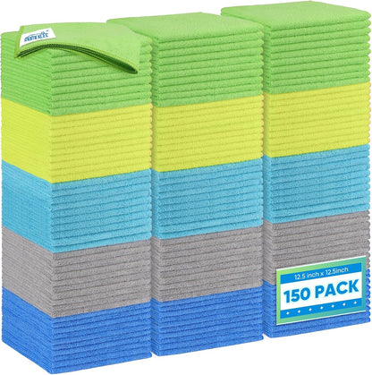 Microfiber Cleaning Cloth, 12.5 x 12.5 inch Microfiber Towels for Cars, Ultra Absorbent Washing Cloth, Lint Free Streak Free Cleaning Rags for Car, Kitchen, and Window (Grey)