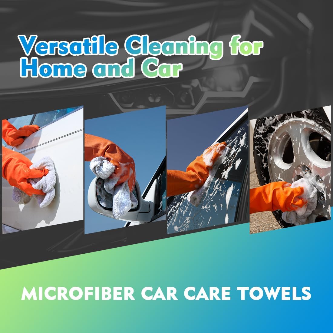 Microfiber Cleaning Cloth, 12.5 x 12.5 inch Microfiber Towels for Cars, Ultra Absorbent Washing Cloth, Lint Free Streak Free Cleaning Rags for Car, Kitchen, and Window (Grey)