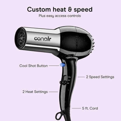 Ionic Hair Dryer with Concentrator Attachment, 1875W, Full Size