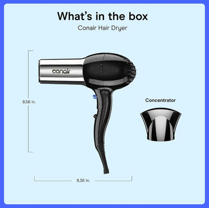 Ionic Hair Dryer with Concentrator Attachment, 1875W, Full Size
