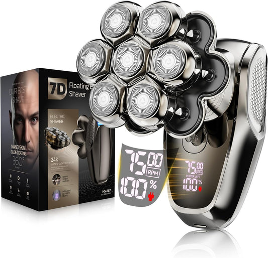 Head Shavers for Bald Men: 𝟕𝐃 𝐃𝐞𝐭𝐚𝐜𝐡𝐚𝐛𝐥𝐞 Electric Shaver -Father's Day - IPX7 Waterproof Electric Razor - Wet & Dry Bald Razor with Type-C Charge - LED Display - Gifts