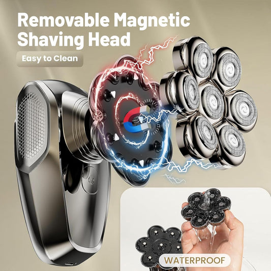 Head Shavers for Bald Men: 𝟕𝐃 𝐃𝐞𝐭𝐚𝐜𝐡𝐚𝐛𝐥𝐞 Electric Shaver -Father's Day - IPX7 Waterproof Electric Razor - Wet & Dry Bald Razor with Type-C Charge - LED Display - Gifts