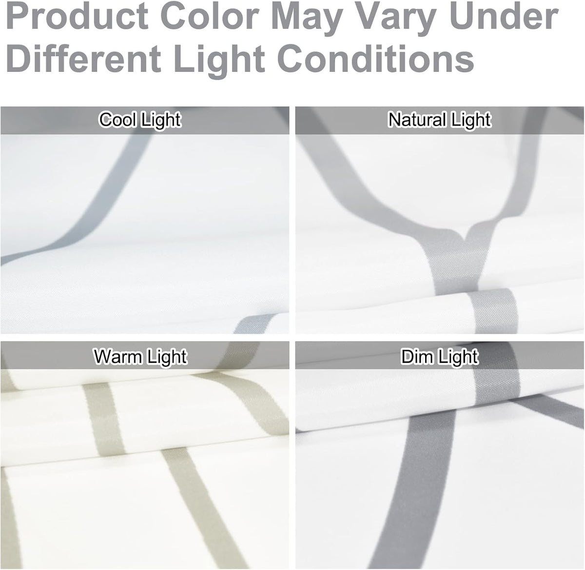 Striped Shower Curtain for Bathroom, Grey White, 72" W x 72" L