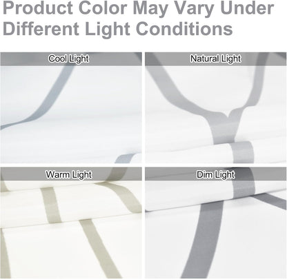 Striped Shower Curtain for Bathroom, Grey White, 72" W x 72" L